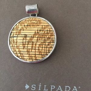 Silpada bamboo and black reversible pendant EUC